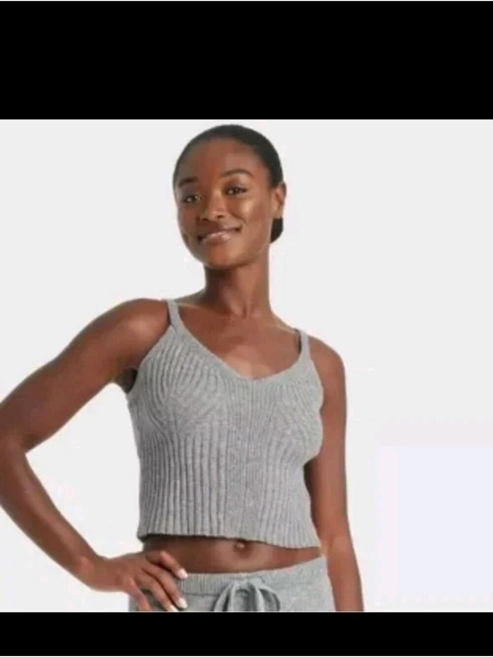 New!! Auden Grey Ribbed Knit Camisole Tank Top Sleepwear